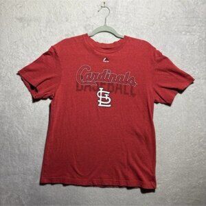 St. Louis Cardinals Baseball MLB Majestic Adult Men's Small Red Soft T-Shirt